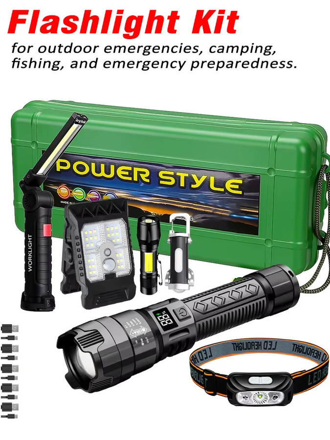XIWANGFIRE Wiederaufladbare Taschenlampe mit Solarfunktion und COB-Arbeitslicht in Schwarz für Outdoor, Camping und Notfälle - Bild 6