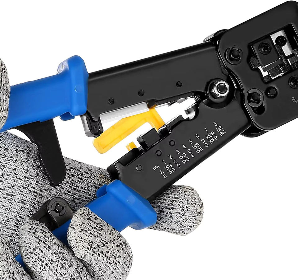 ZoeRax RJ45 Crimper Handnetzwerkwerkzeug Set in Blau für Cat6/5e/5 Kabel mit Abisolier- und Pressfunktion - Bild 5