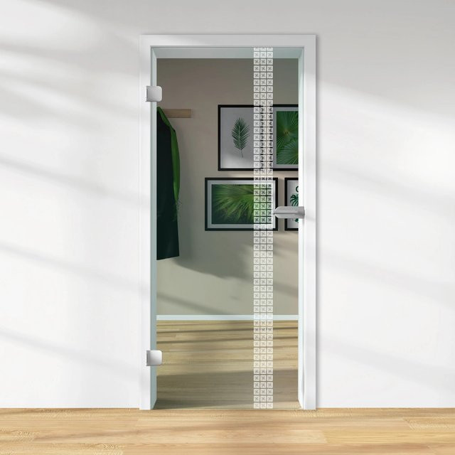 Skyscope Glasdrehtür ESG Floatglas mit Lasermattierung, transparent, DIN Links, H x B x T: 197,2 x 83,4 x 0,8 cm - Bild 1