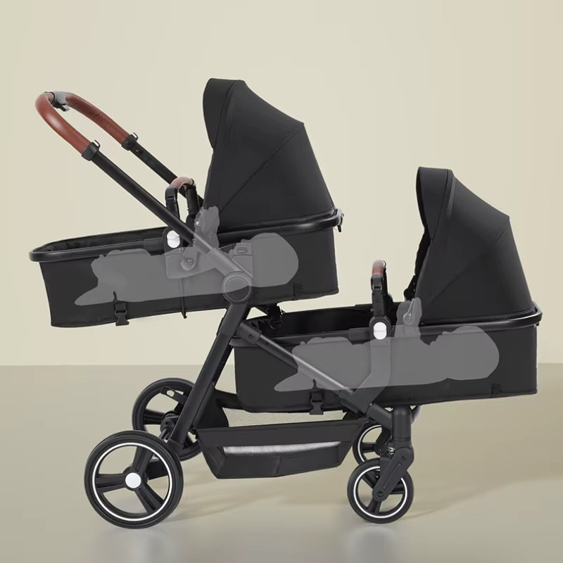 Warm house Faltbarer Zwillingskinderwagen in Schwarz als leichter Reisebuggy mit Zwei-Wege-Funktion - Bild 2