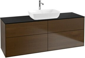 V&B Waschtischunterschrank Finion mit Wandbeleuchtung in Walnut Veneer, Farbe: Braun, B: 160 cm, T: 60 cm, H: 50,1 cm - Bild 1