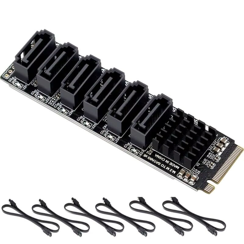 T.F.SKYWINDINTL M.2 NVMe auf 6 Port SATA 3.0 Adapter Karte ASM1166 RAID Controller in Schwarz - Bild 5