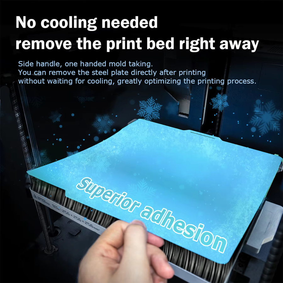 Gletscher-Kaltplatte in Blau für Bambu Lab H2D H2S A1 P1 X1C P2S H2C sowie Anycubic S1, Creality K1 und Ender 3, FDM Bauplatte - Bild 3