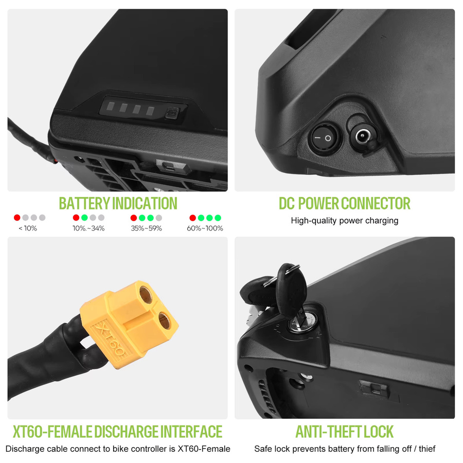 Yingwu Lithium-Ionen-Akku für elektrische Fahrräder mit Bafang Motoren, Schwarz, 13Ah - Bild 5