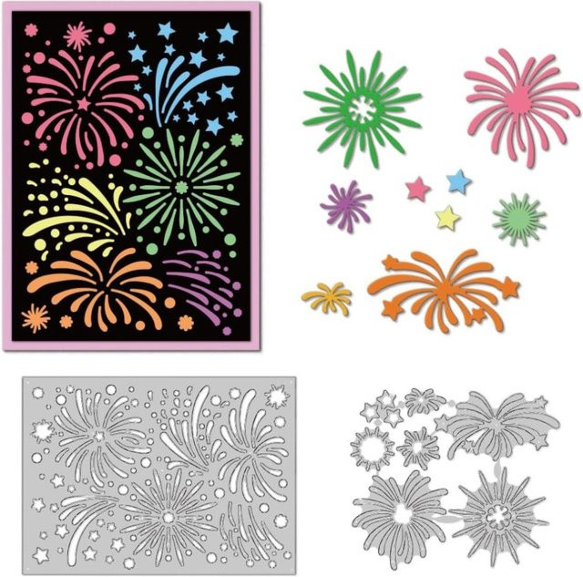 Feuerwerk Stanzformen aus Kohlenstoffstahl für Scrapbooking und Kartenherstellung, Multicolour - Bild 1