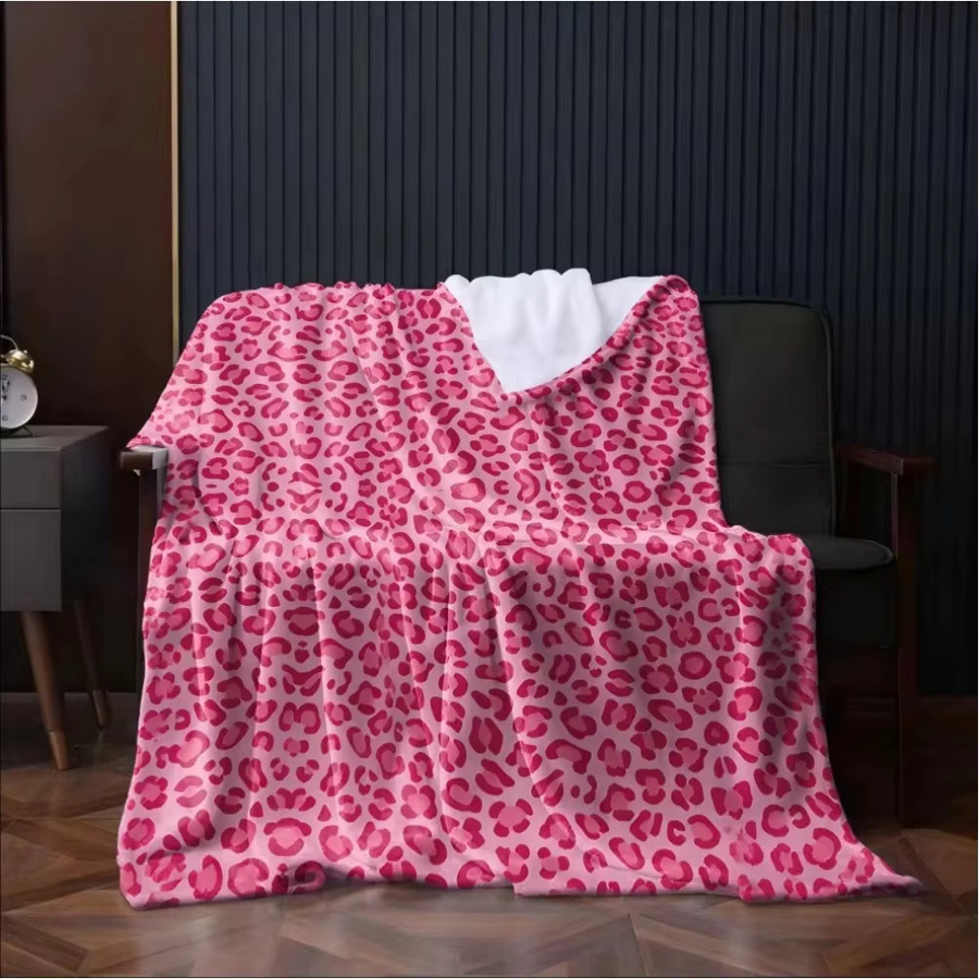 VIKAMA Flanell-Decke mit Leopardenmuster in Hot Pink, weiche Fleece-Decke für Sofa und Bett - Bild 2