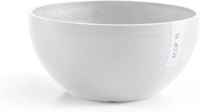 Ecopots Pflanztopf Brussels Weiß, rund, Durchmesser: 25 cm, Höhe: 12 cm - Bild 1
