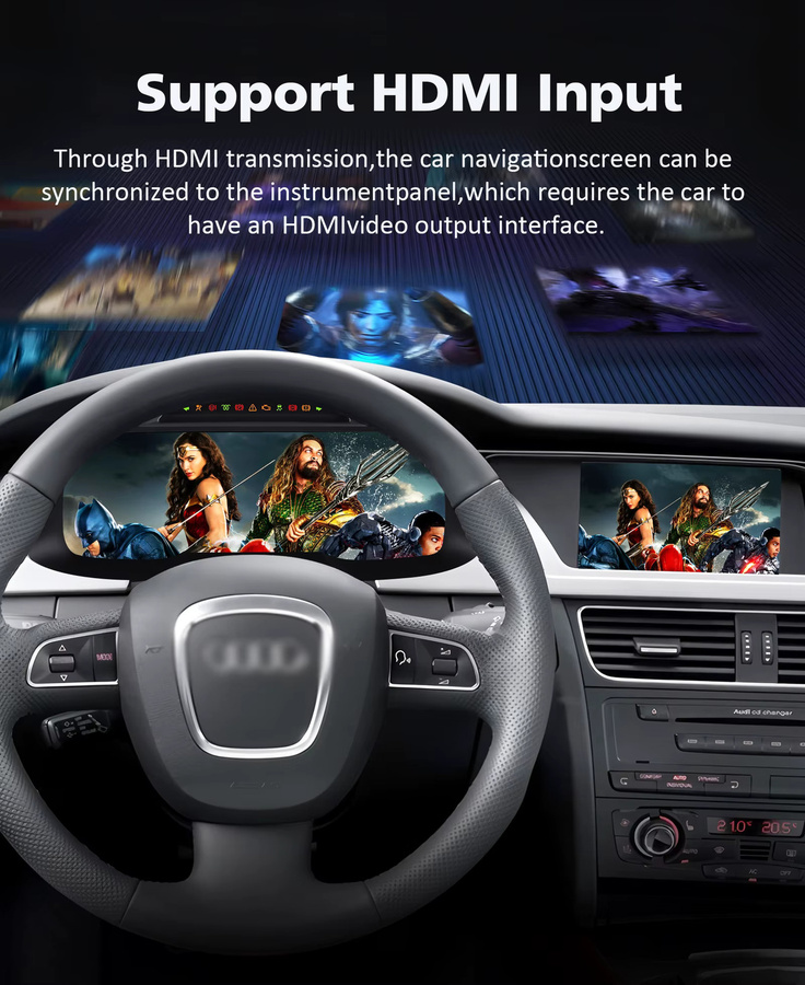 Hizpo Digitales Kombiinstrument 12,3 Zoll für Audi A4 2009 - 2012 LCD-Anzeige Armaturenbrett mit CarPlay und Android Auto in Schwarz - Bild 5
