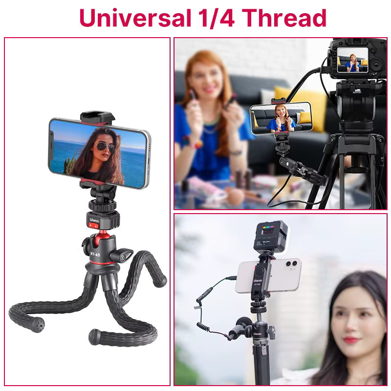 Ulanzi ST-06S Universal 360 Grad Handy Clip Halter mit 1/4 Zoll Schraube für Stativ Mount Adapter, Schwarz - Bild 3