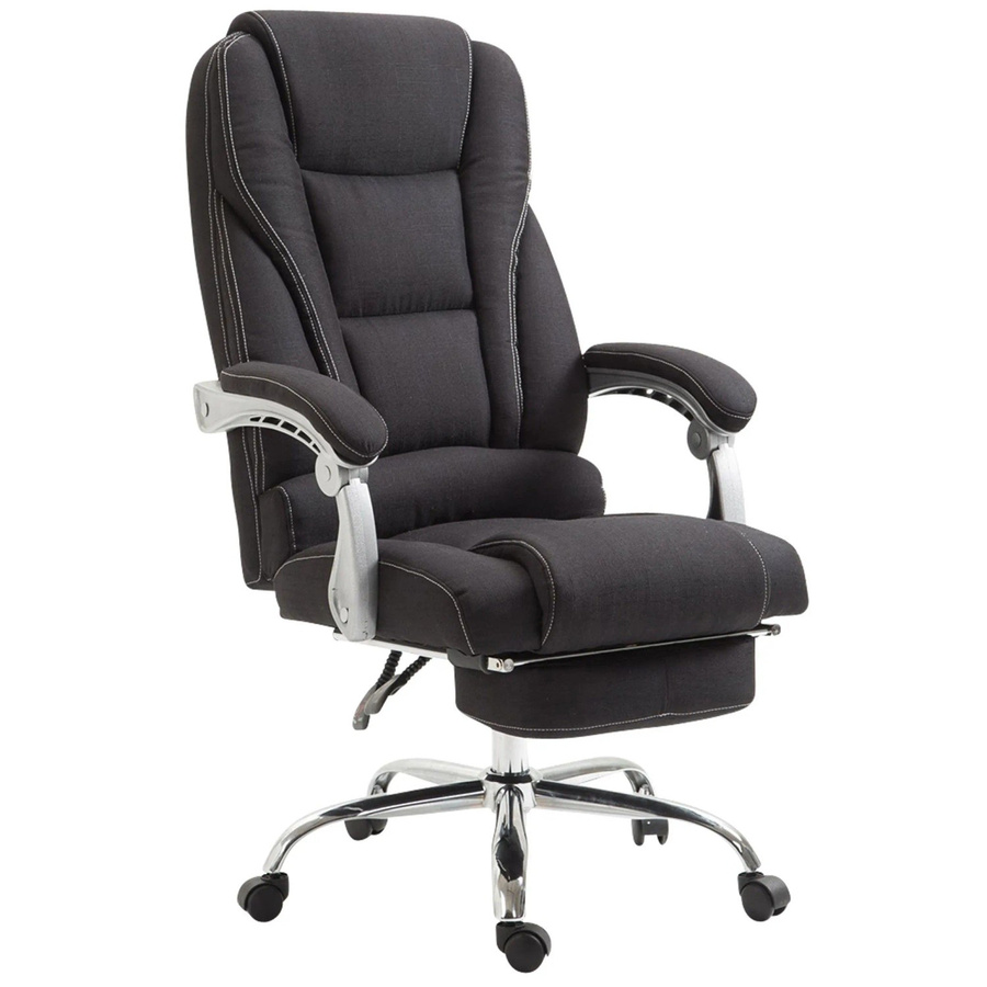 Ergonomischer Bürostuhl DELUKE MIAMI in Schwarz mit Stoffbezug und Chromgestell, H x B x T: 118 x 68 x 64 cm - Bild 2