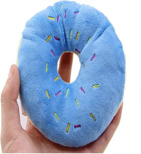 Plüsch-Donut-Brot-Spielzeug, Plüschtier, Sahne-Donut, Quietschendes Hundespielzeug, blau - Bild 1