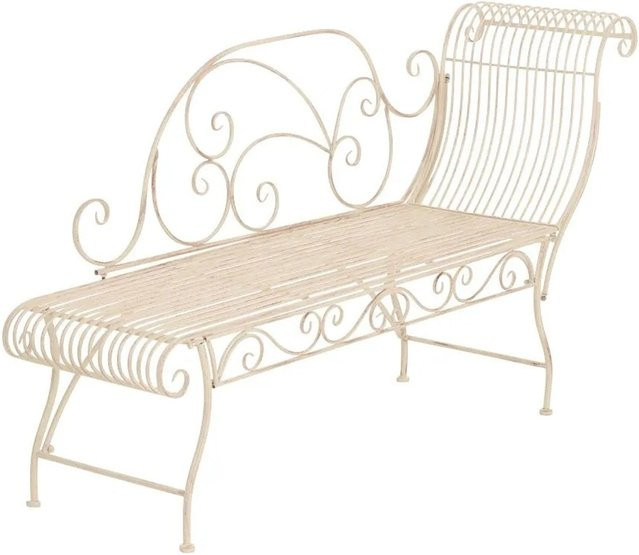 DELUKE Gartenbank SIZON Sonnenliege aus Metall in Beige im Antik Vintage Design, B/T/H: 156 x 46 x 78 cm - Bild 1