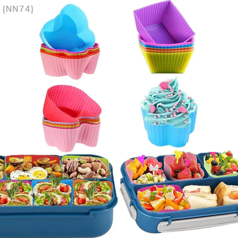 8 Stück Silikon-Lunchbox-Trennblätter von JETTING in Multicolour, quadratische Lebensmittelteiler für Bento-Boxen und Cupcake-Liner - Bild 2