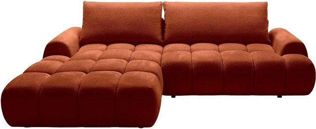 Vente-unique Schlafsofa Farneta in L-Form mit Schlaffunktion, Farbe Terracotta, Breite: 280 cm - Bild 1