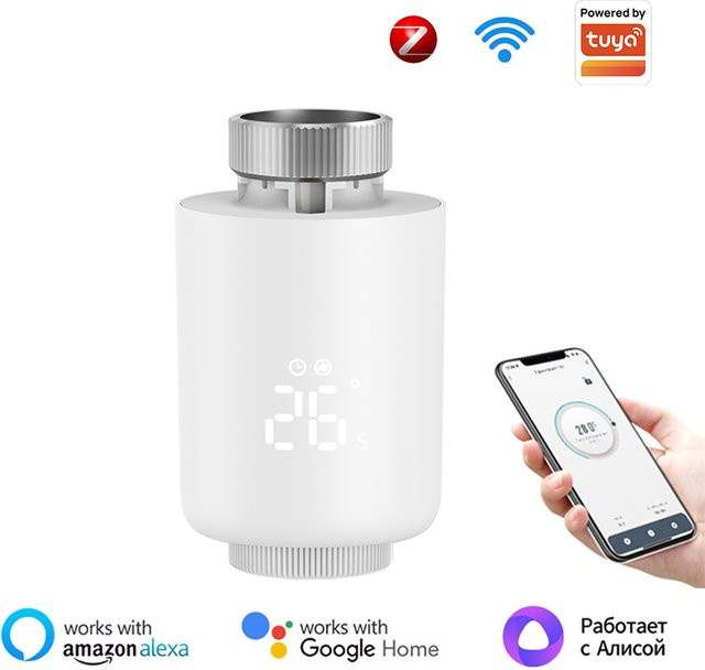 Tuya ZigBee Smart TRV Thermostat Heizkörperantrieb in Weiß mit Unterstützung für Alexa und Google Home - Bild 1