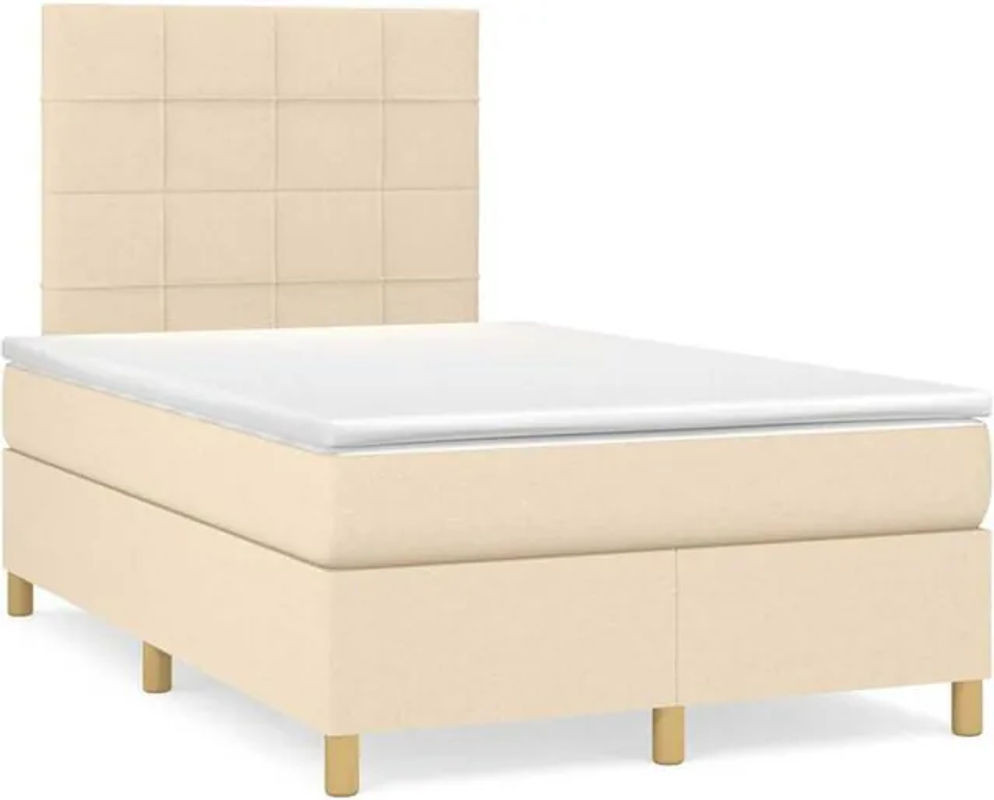 vidaxl Boxspringbett mit Matratze in Creme und Beige aus Stoff, B/T/H: 190 x 120 x 118 cm - Bild 1