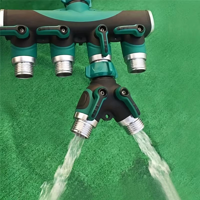 3/4 Zoll Garten-Wasserhahn-Adapter mit 4-Wege- und 2-Wege-Schlauchanschluss und Absperrventil für deinen Hausgarten - Bild 3