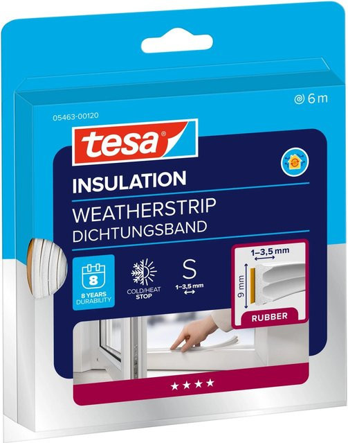 tesa Insulation Dichtungsband E-Profil selbstklebend Weiß 6 m - Bild 1
