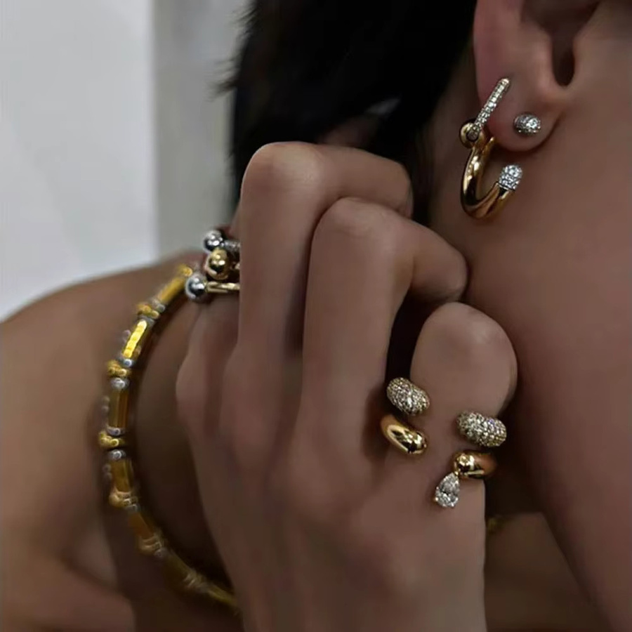 JYZSHINY Ring, Zirkonia, doppelschichtig, offen, verstellbar, Damen - Bild 3