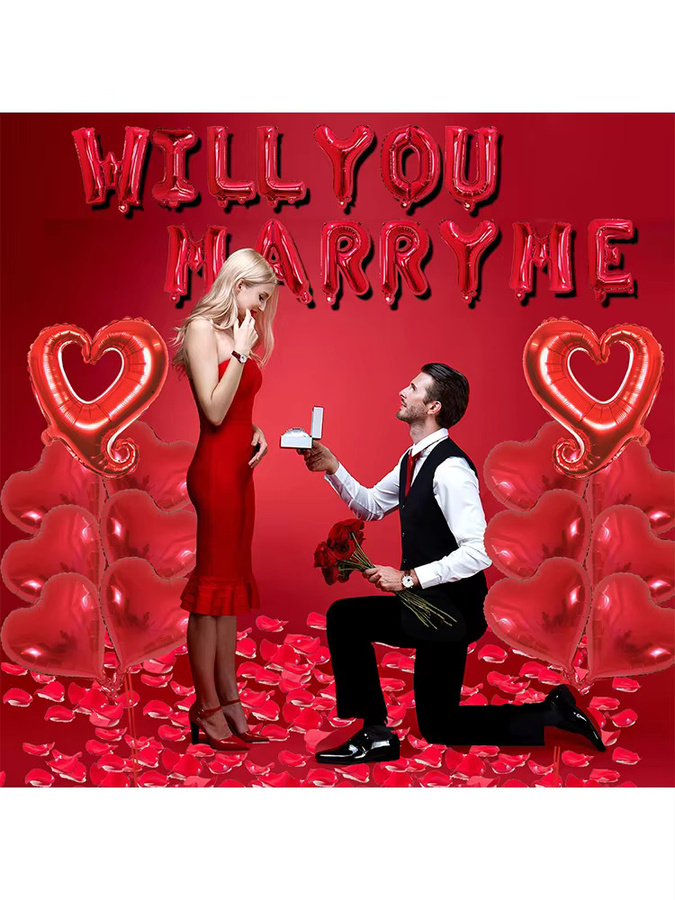 LQVYI Folienballons mit Herz-Motiv in Rot für Heiratsantrag, Valentinstag und Hochzeitsdekorationen - Bild 6