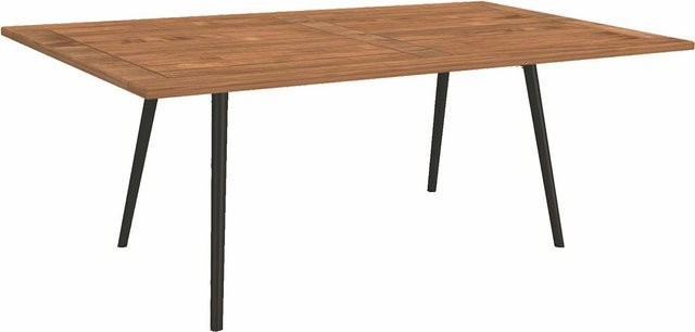 Stern Interno Esstisch mit Teakplatte, B/T: 180 x 100 cm, Gestell aus konischem Aluminium in Schwarz Matt - Bild 1