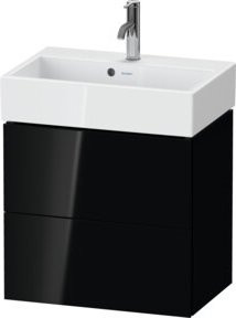Duravit Waschtischunterschrank Compact L-Cube, wandhängend, 2 Schubladen, schwarz hochglanz, B/T/H: 58,4 x 39,1 x 54,4 cm - Bild 1