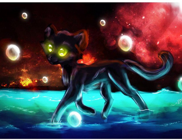 FIYO Diamant-Gemälde Katzenmotiv als Diamond Painting Set in Schwarz mit Multicolour-Perlen, B/H: 20 x 30 cm - Bild 1