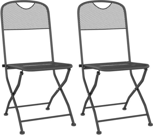 Furnicato Gartenstühle Set aus 2 Stück in Anthrazit mit Eisengestell und Textilene Streckgitter - Bild 1