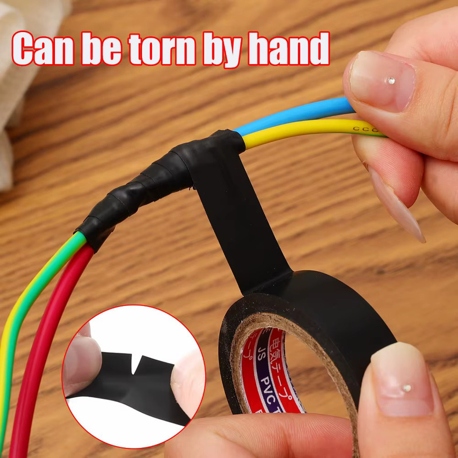 Elektrisches Isolierband aus schwarzem PVC, flammhemmendes und wasserdichtes selbstklebendes Kabelbaumband für industrielle Anwendungen, 10 Rollen - Bild 3
