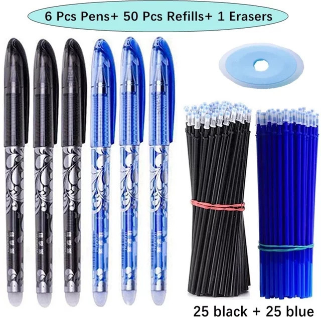 Löschbarer Gelstift mit 0,5 mm Mine und waschbarem Griff in Blau oder Schwarz für Schule und Büro - Bild 1
