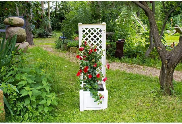KHW Pflanzkasten mit Spalier für deine Terrasse in Weiß aus Kunststoff - Bild 1