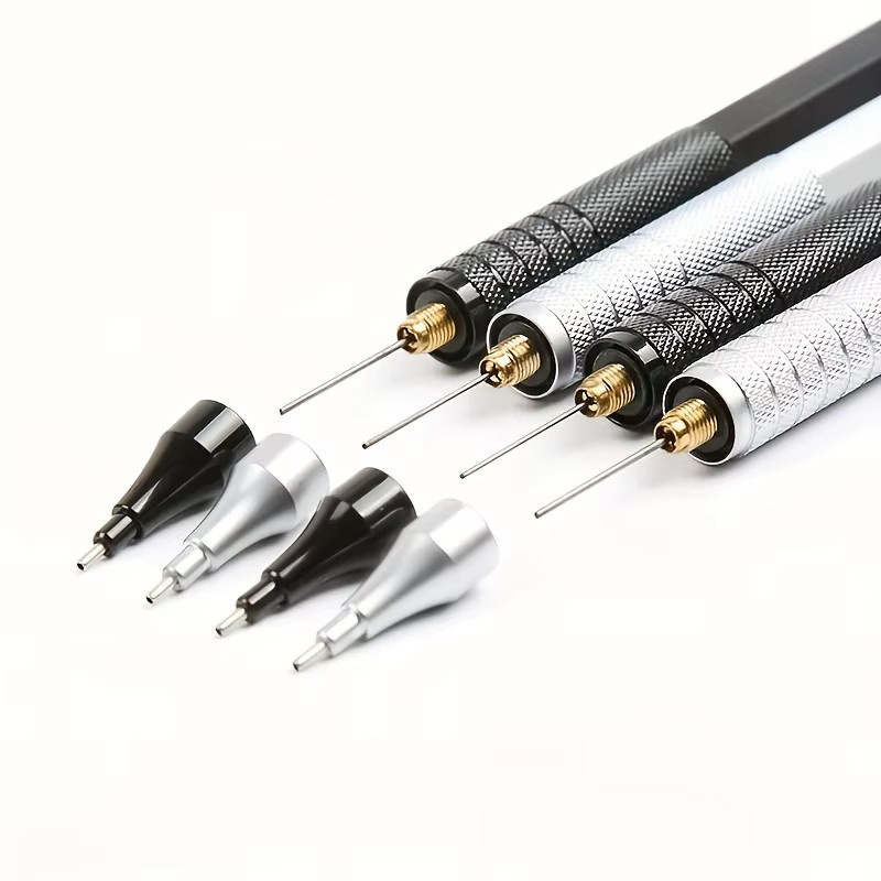JOMPENS Metall Druckbleistift für Kunst und Büro in Silber oder Schwarz mit 0,3 mm bis 2,0 mm Minenstärke - Bild 4