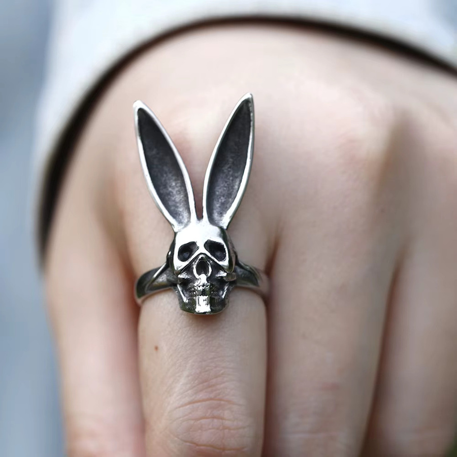 Herrenring Edelstahl, Vintage, Totenkopf, Silber - Bild 5
