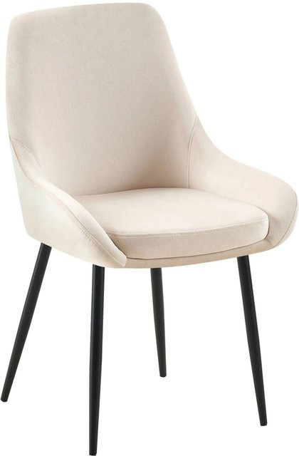 DELUKE Esszimmerstuhl PUNAR aus Samt in Creme und Schwarz, B/T/H: 50 x 53 x 86 cm - Bild 1