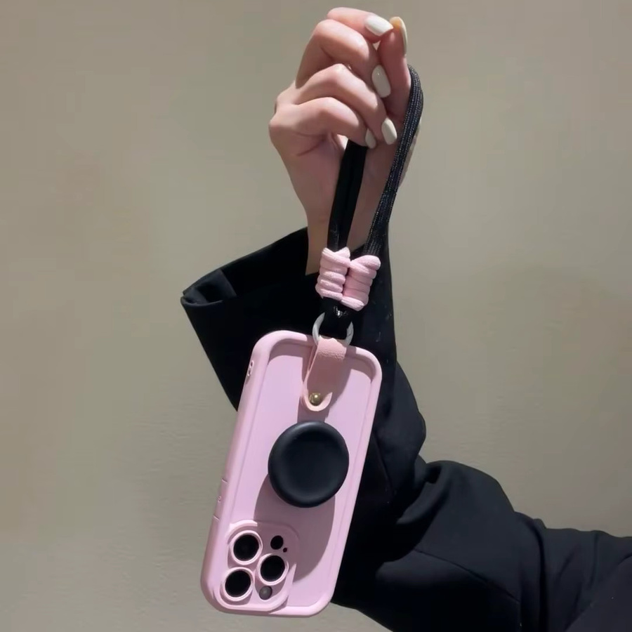 Tobebest Silikonhülle für iPhone mit Lanyard-Handgelenkschlaufe und Ständer in Grün und Pink - Bild 3
