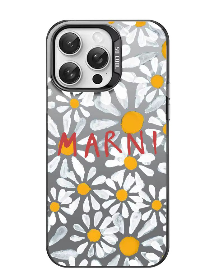 M-Marni Blumen Handyhülle für iPhone 11 bis 17 Pro Max, mehrfarbig, matt mit Laser-Effekt und Aurora-Design - Bild 5