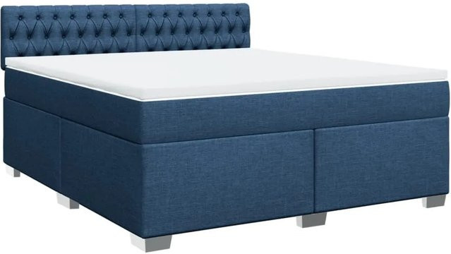 vidaXL Boxspringbett mit Matratze Hybrid-Design in Blau und Weiß, B/T: 180 x 200 cm - Bild 1