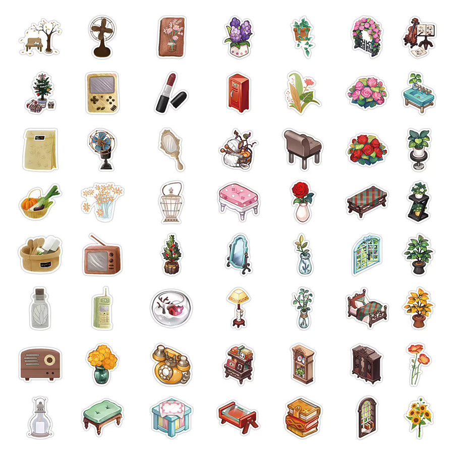60-teiliges Set niedliche Elements-Aufkleber im Girly-Stil von Anime Worlds Store, bunt, für Notizbücher und Handyhüllen - Bild 3