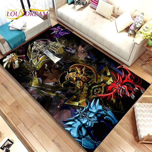 Yu-Gi-Oh Monster Card Anime-Teppich von YunhengTechnology, rutschfeste und waschbare Bodenmatte für Kinder und Wohnzimmer, Mehrfarbig, B: 120 cm, T: 160 cm - Bild 1
