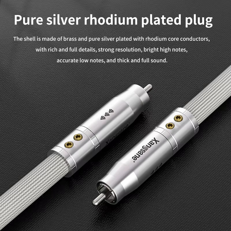 Xangsane Koaxial-Audiokabel aus reinem Silber mit rhodiniertem Platin-Stecker, 75 Ohm, für SPDIF-Digitaldekodierungsverstärker, Farbe: Silber - Bild 2