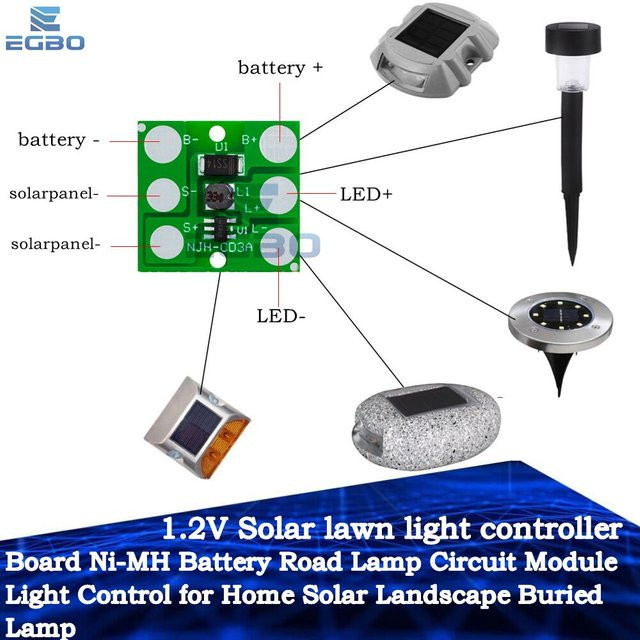 EGBO Solar Licht Controller Board für 1,2 V Ni-MH Batterien, grüne Schaltung für Solar Gartenleuchten und Landschaftsbepflanzung - Bild 1