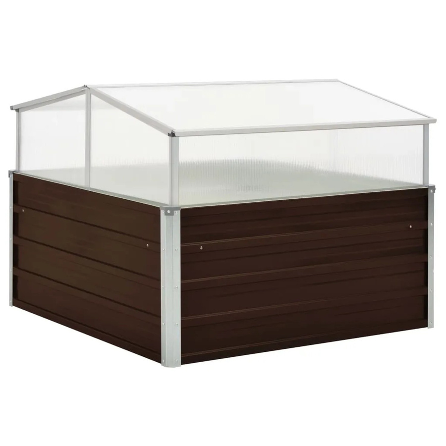 vidaXL Gewächshaus aus verzinktem Stahl und Polycarbonat in Braun B/T/H: 100 x 100 x 85 cm - Bild 2
