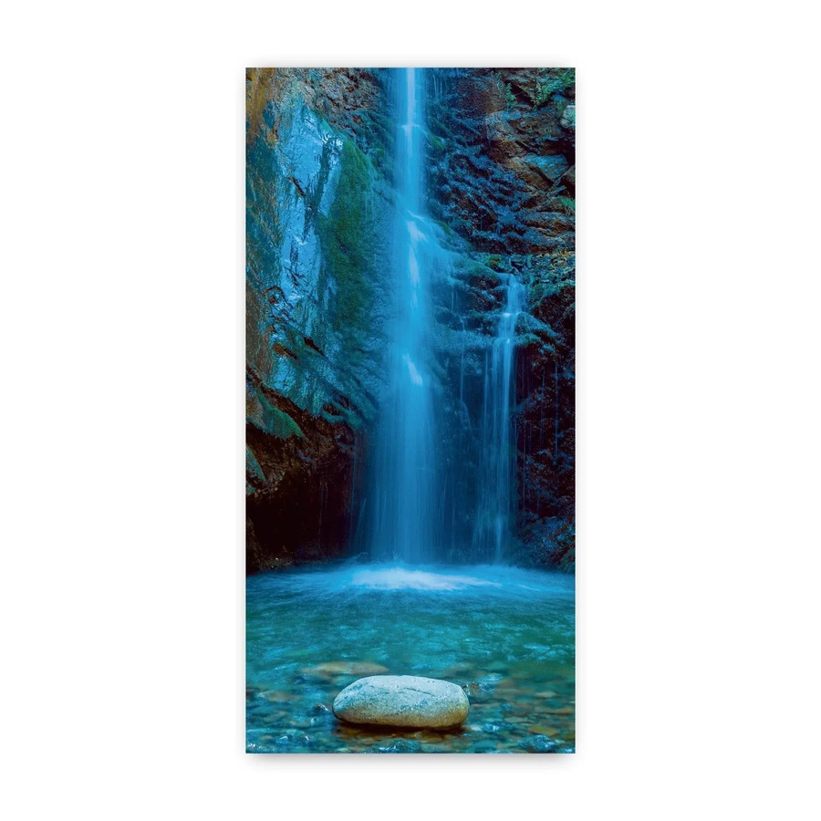 Walllux Duschrückwand Wasserfall aus Alu-Verbund in Blau, B/H: 100 x 210 cm, Stärke: 3 mm - Bild 1