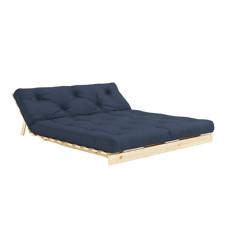 Karup Roots 160 Schlafsofa in Blau, Polsterstoff mit verstellbarer Kopfstütze und Holzdesign, B/T/H: 160 x 200 cm - Bild 2