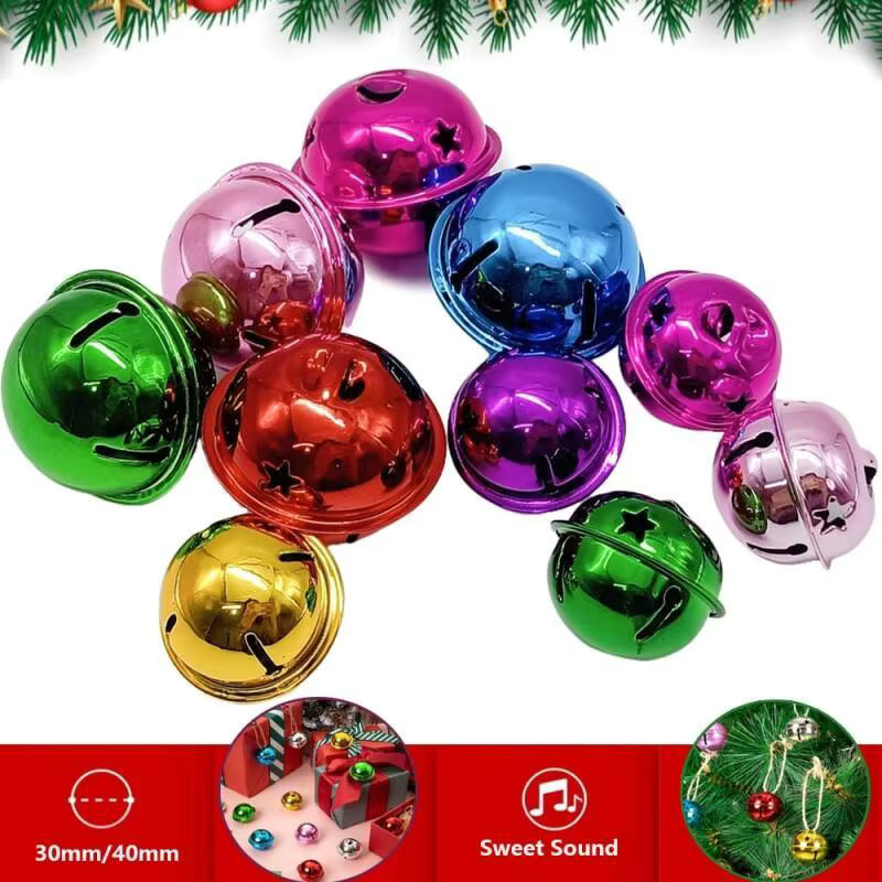 Bunte Weihnachtsglocken aus Metall als Jingle-Anhänger in Sternform für deinen DIY-Bastelbedarf, Durchmesser: 30 mm bis 40 mm - Bild 3
