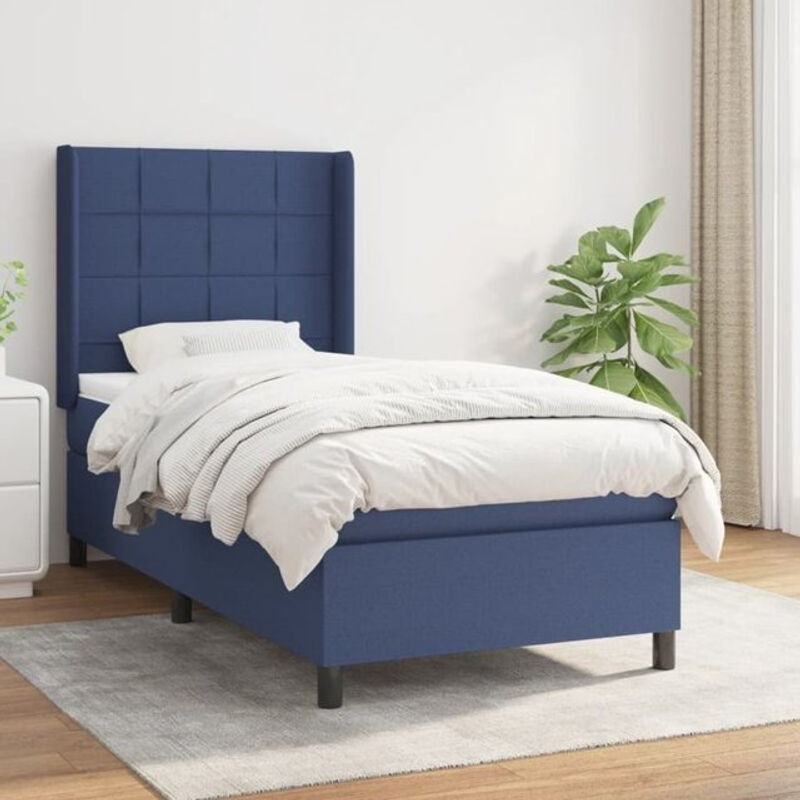 Vidaxl Boxspringbett mit Matratze aus Stoff in Blau und Weiß, B/B: 80 x 200 cm - Bild 1