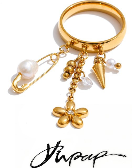 Yhpup Edelstahl-Ring, Perle, Größe 678, Unisex - Bild 1
