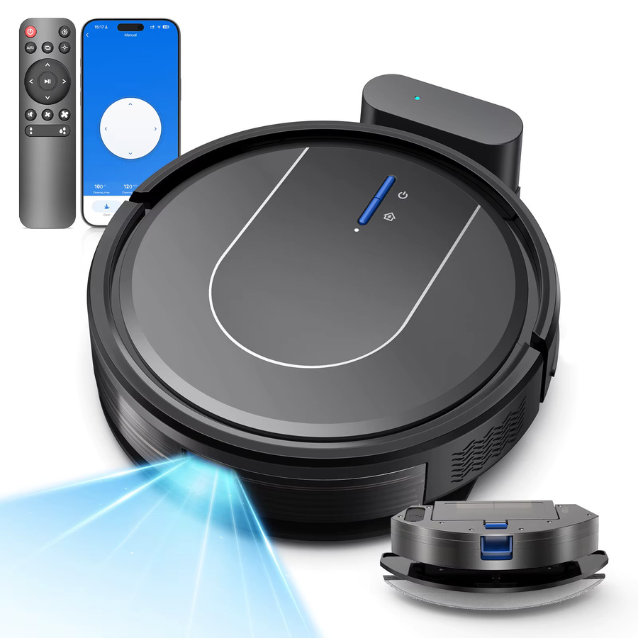 INSE Roboter-Staubsauger 3-in-1 in Schwarz mit 5000Pa Saugkraft, App-Steuerung und WiFi-Unterstützung zum Kehren, Wischen und Saugen - Bild 6