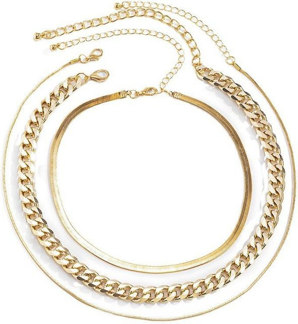 Halsketten-Set Schlangenknochen, gold, Damen - Bild 1