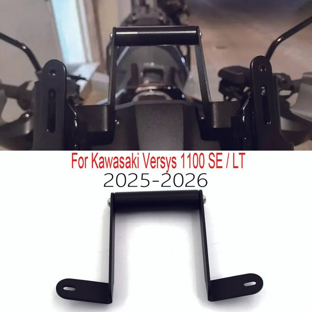 Motorrad Telefonhalterung und GPS Navigationsplatte für Kawasaki Versys 1100 SE/LT 2025-2026 in Schwarz - Bild 1